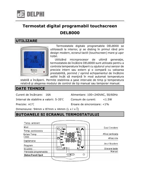 Exert Shrug shoulders Pick up leaves Termostat digital programabil touchscreen DEL8000