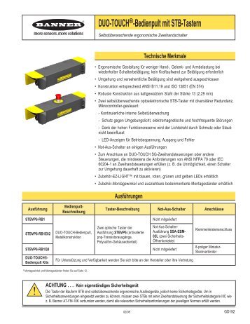 DUO-TOUCH®-Bedienpult mit STB-Tastern - Banner Engineering