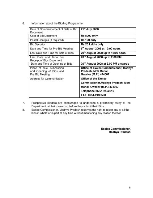 MPED-X-Routing-Tender20080721 - Madhya Pradesh State Excise