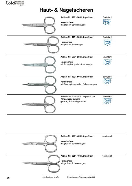 Nagelscheren - Ernst Stamm Stahlwaren GmbH