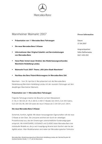 Press Information - Mercedes-Benz Niederlassung Mannheim ...