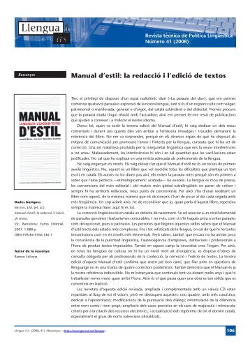 Mestres, J.M. [et. al]. Manual d'estil: la redacciÃ³ i l'ediciÃ³ de textos