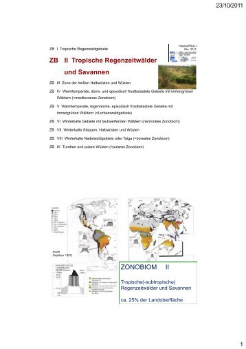 ZB II Tropische RegenzeitwÃ¤lder und Savannen ZONOBIOM II