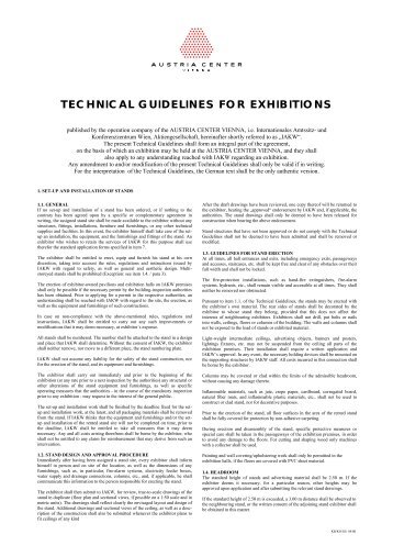TECHNICAL GUIDELINES FOR EXHIBITIONS