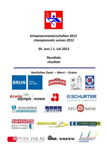 Resultate Schweizermeisterschaften Rudern 2012