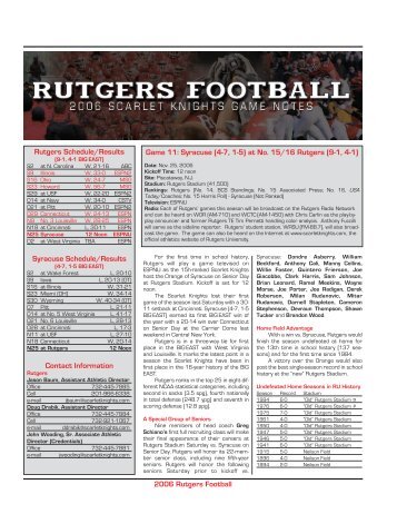 2006 Rutgers Football Rutgers Schedule/Results Syracuse ...