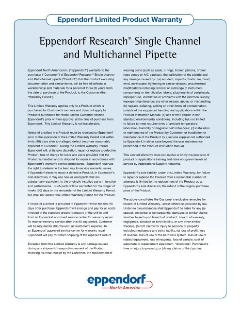 Research Â® Single Channel and Multichannel Pipettes - Eppendorf