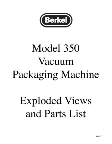 Model 350 Vacuum Packaging Machine Exploded Views and Parts ...