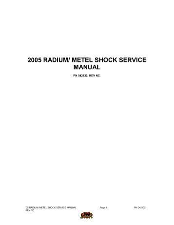 2005 radium/ metel shock service manual index - BikeRight