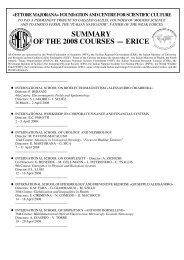 summary of the 2008 courses â erice - Ettore Majorana - Infn
