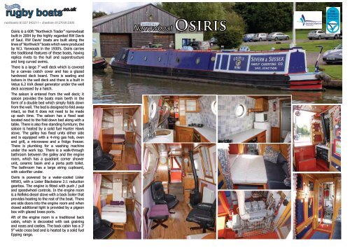 Narrowboat OSiRiS - Rugby Boat Sales