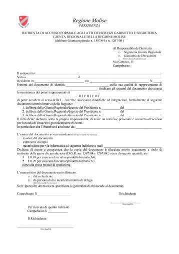 Richiesta di accesso agli atti (77.1 KB) - Regione Molise