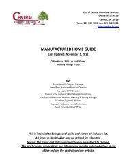 Manufactured Homes Inspection Guidelines - City of Central