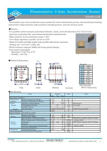 Piezoresistive 3- Piezoresistive 3-Axis Acceleration Sensor xis ...