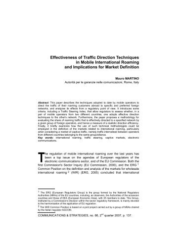 Roaming traffic direction - Idate