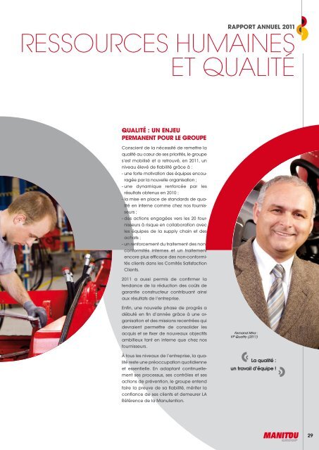 Télécharger le rapport annuel 2011 - Manitou Groupe