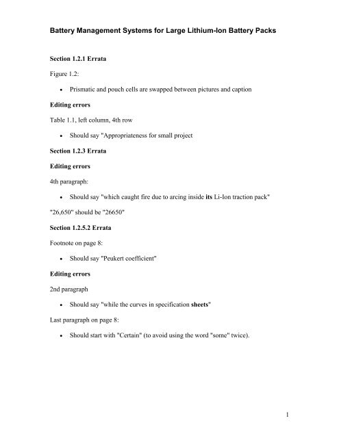 Errata (pdf) - Battery Management Systems for Large Lithium-Ion ...