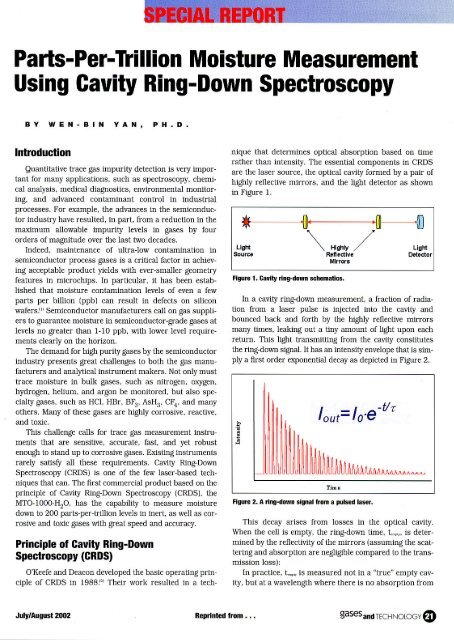 Parts-Per-Trillion Moisture Measurement - Tiger Optics