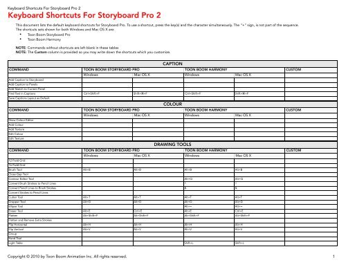 Storyboard Pro2_keyboard_ shortcuts.fm - Toon Boom Animation