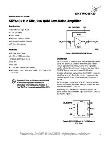 SKY65971 2 GHz, 256 QAM Low-Noise Amplifier Data ... - wless.ru
