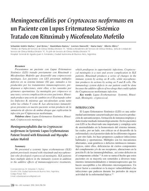 Meningoencefalitis por Cryptococcus neoformans en un Paciente ...