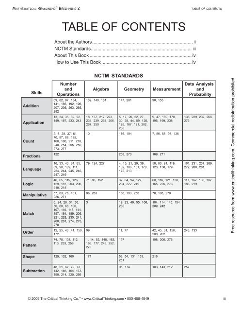 Mathematical Reasoning Beginning 2 - The Critical Thinking Co.