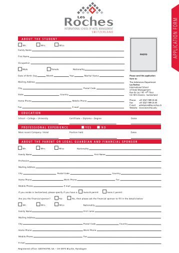 APPLICATION FORM - Les Roches International School of Hotel ...