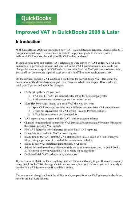 VAT design in QuickBooks 2008 - Intuit