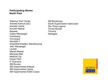 Participating Stores North Park - BDO