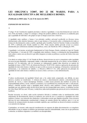 lei orgÃ¡nica 3/2007, do 22 de marzo, para a igualdade efectiva ... - CIG