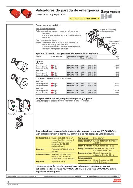 Elementos de mando y seÃ±alizaciÃ³n, 22 mm La gama completa - Abb