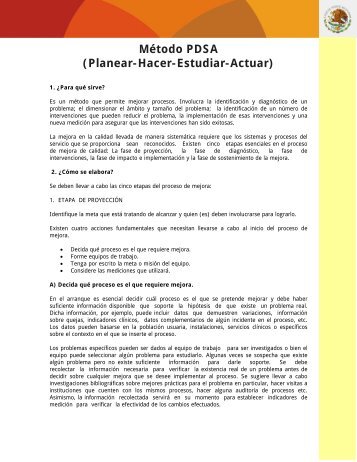 Método PDSA - Dirección General de Planeación y Desarrollo en ...