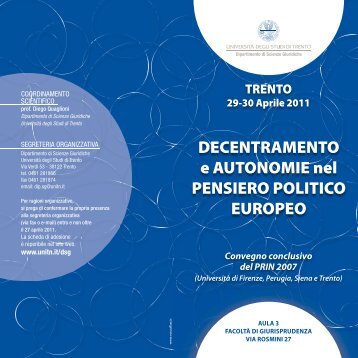 DECENTRAMENTO e AUTONOMIE nel PENSIERO POLITICO ...