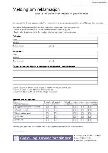 Reklamasjonsskjema(5 9kb) - Glass og fasadeforeningen