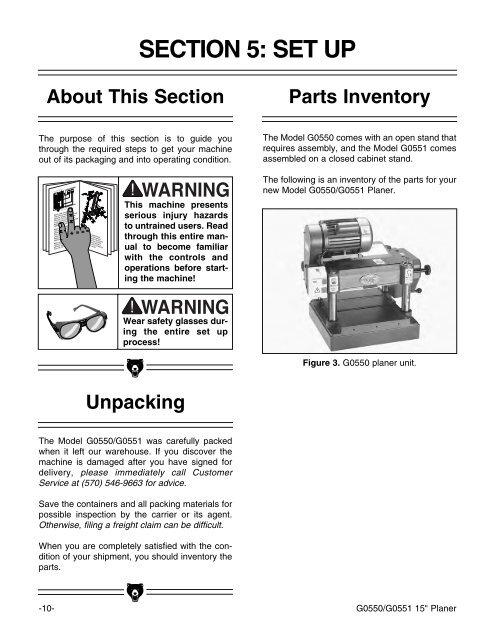 15" PLANER INSTRUCTION MANUAL - Grizzly Industrial Inc.