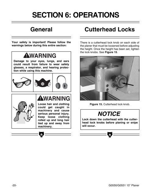 15" PLANER INSTRUCTION MANUAL - Grizzly Industrial Inc.