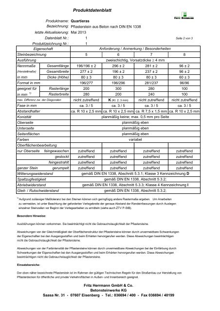 Produktdatenblatt "Oktagon" - Fritz Herrmann