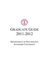 GRADUATE GUIDE - Psychology - Stanford University