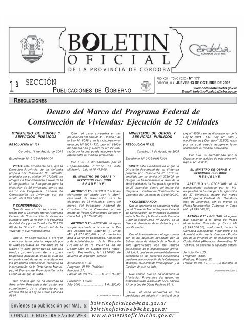 1Âª SECCIÃN - BoletÃ­n Oficial de la Provincia de CÃ³rdoba