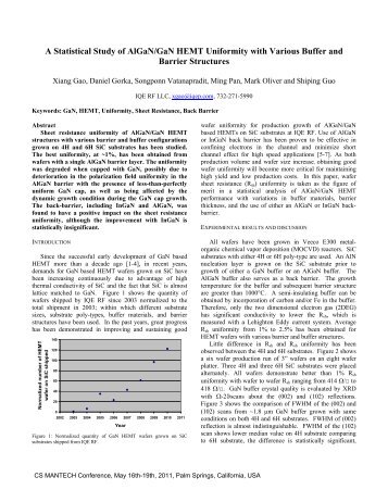 A Statistical Study of AlGaN/GaN HEMT Uniformity ... - CS Mantech