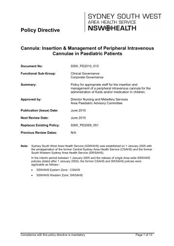 Cannula: Insertion & Management of Peripheral Intravenous ...