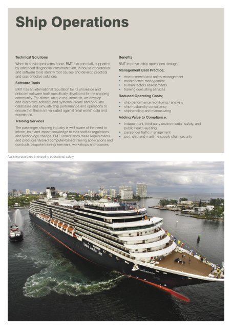 Services to Passenger Shipping brochure - BMT Defence Services