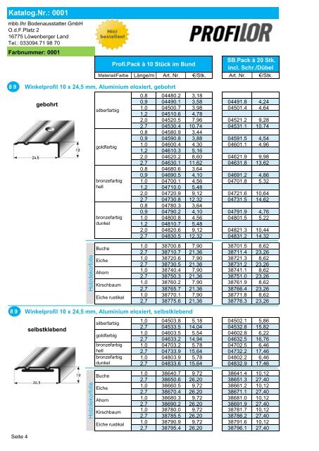 Profilor Schienen und Profile - allfloors