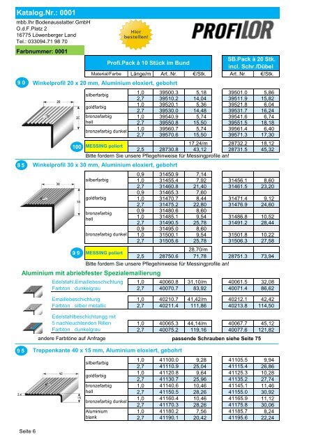 Profilor Schienen und Profile - allfloors