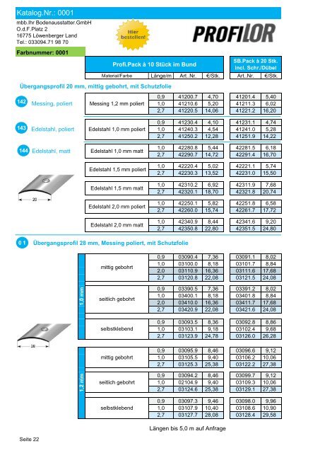 Profilor Schienen und Profile - allfloors