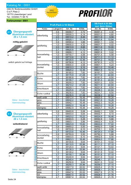 Profilor Schienen und Profile - allfloors