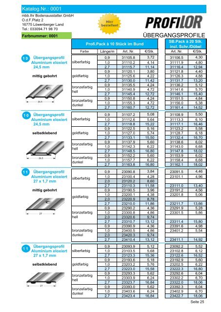 Profilor Schienen und Profile - allfloors