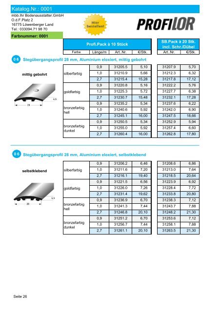 Profilor Schienen und Profile - allfloors