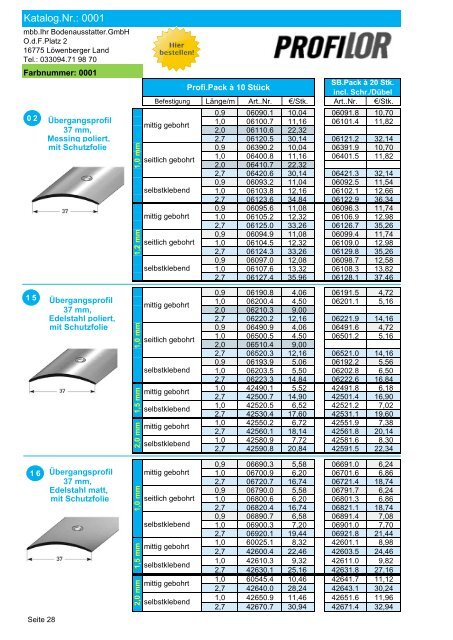 Profilor Schienen und Profile - allfloors