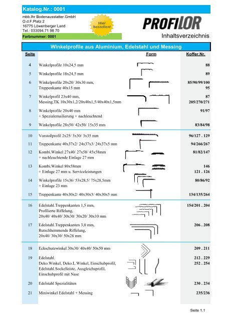 Profilor Schienen und Profile - allfloors